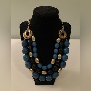 Black Gold and Teal Statement Necklace